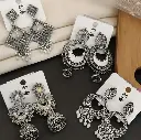 4 Pair Oxidised Silver Earrings 