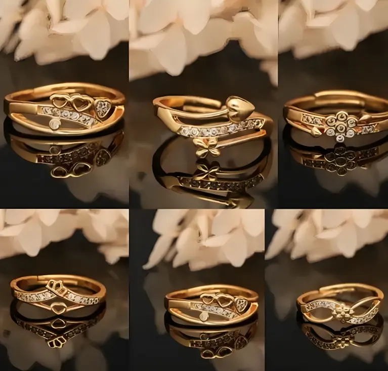 6 pcs free size diamond ring