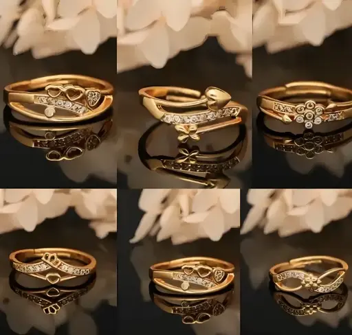 6 pcs free size diamond ring