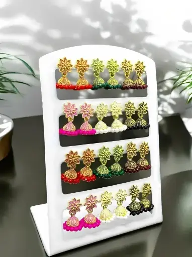 Multi colour 12 set of earrings 